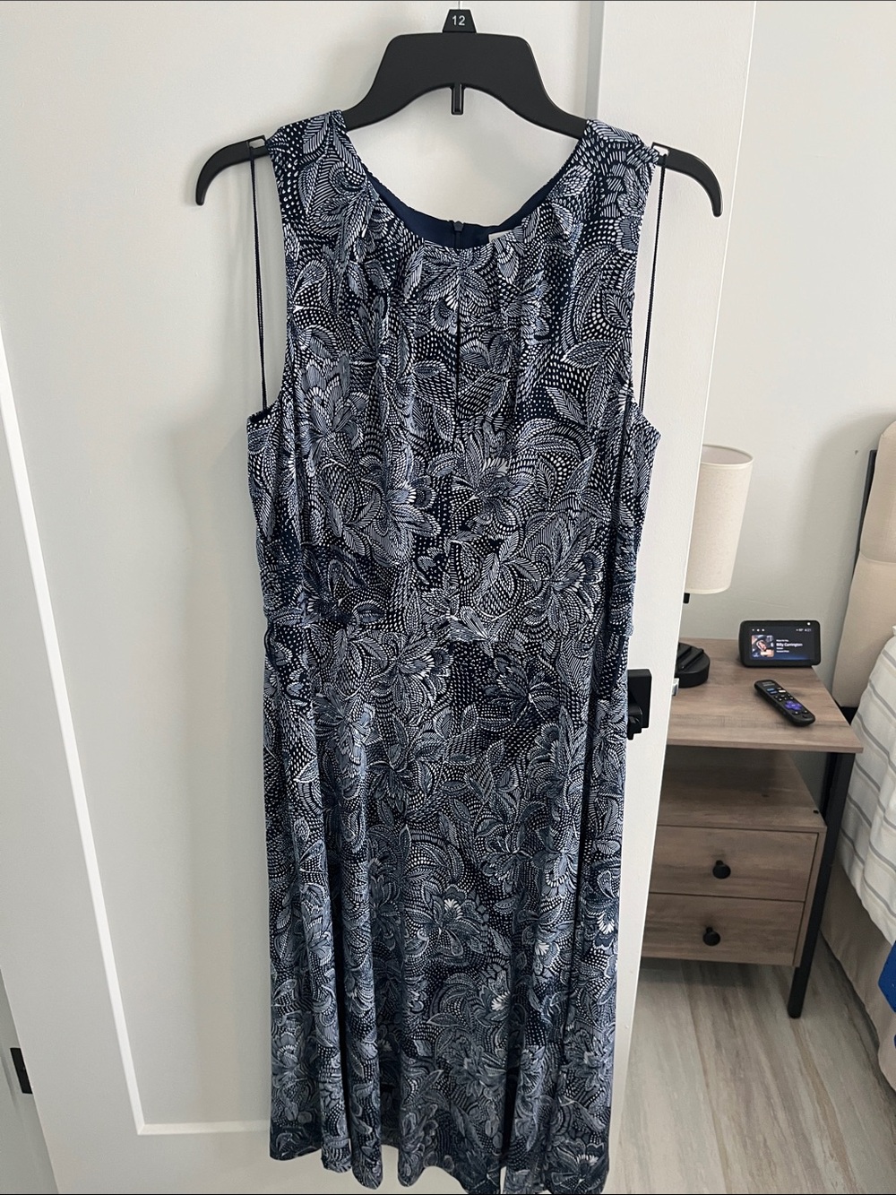 Navy Floral Sleeveless Dress